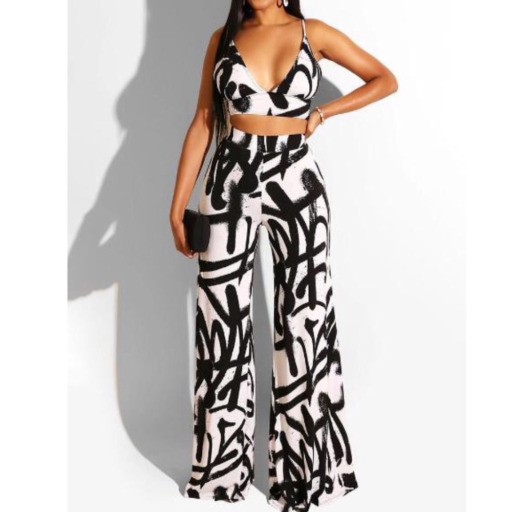 Crop Top and Wide Legged Pant Set